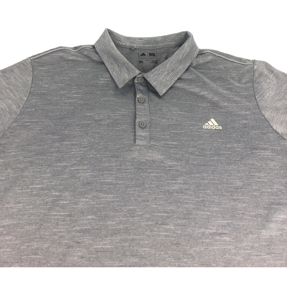 Adidas Men's Polo Golf Shirt XL Short Sleeve Gray and White Blended + Trim 88387 - Picture 3 of 11